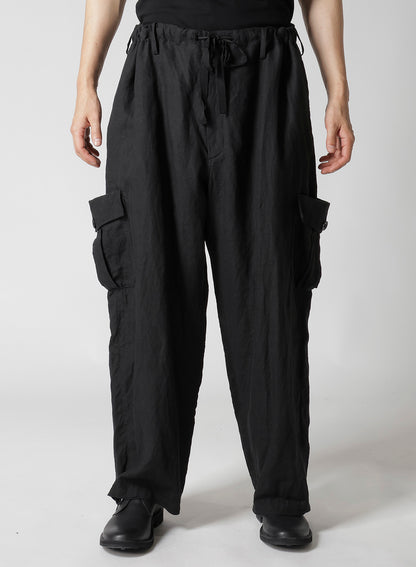 Y's for men x 120% LINO LINEN STRING PANTS WITH SIDE OUT POCKET