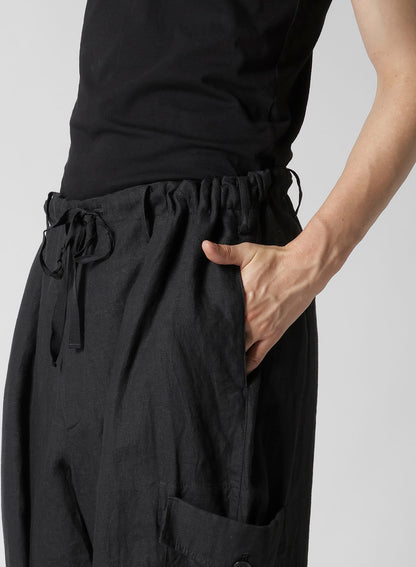 Y's for men x 120% LINO LINEN STRING PANTS WITH SIDE OUT POCKET