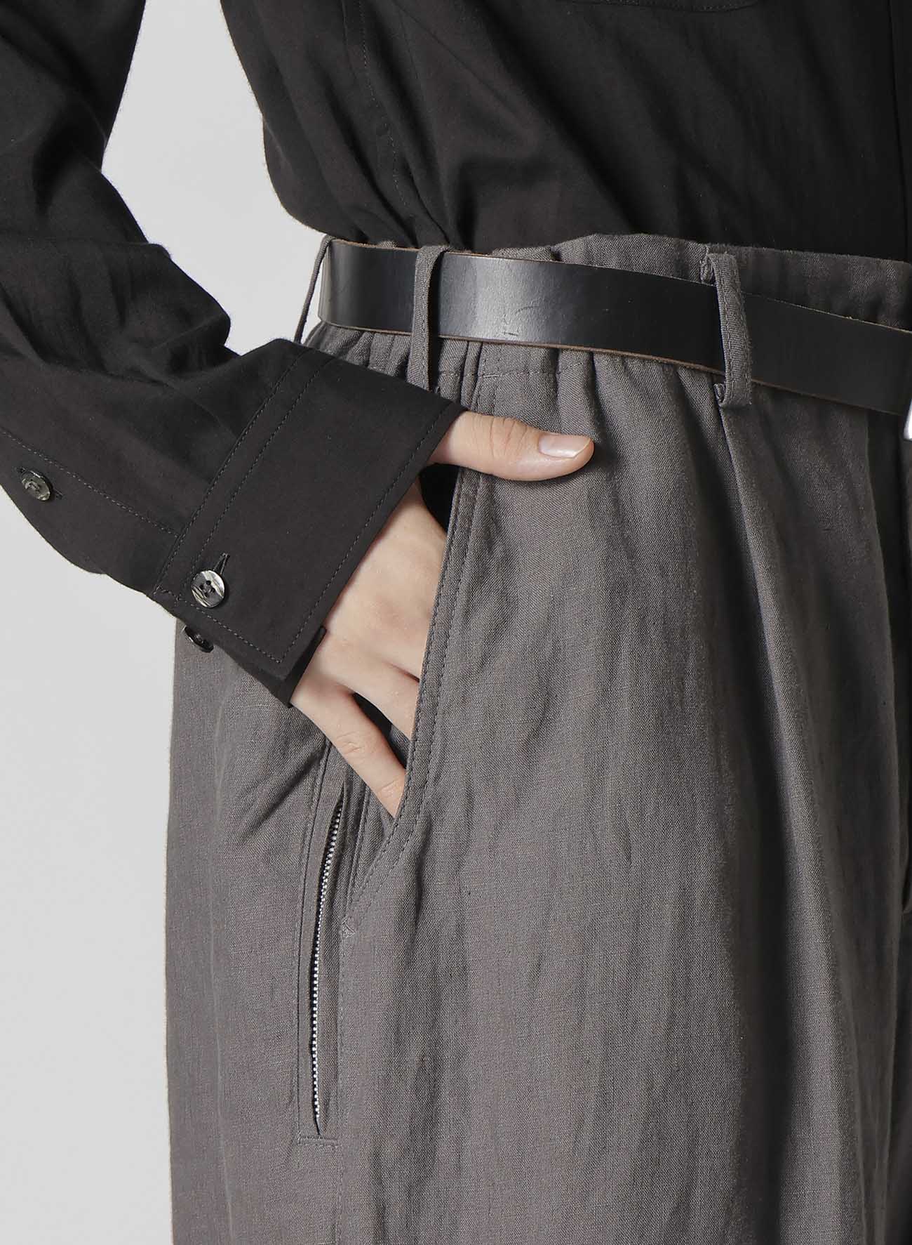 Y's for men x 120% LINO LINEN BACK SIDE ZIPPER PANTS