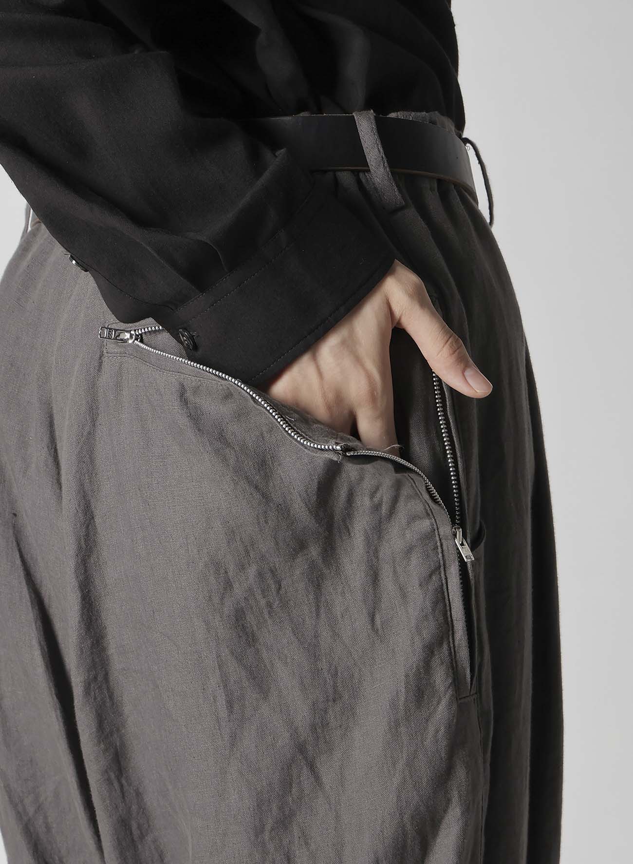 Y's for men x 120% LINO LINEN BACK SIDE ZIPPER PANTS