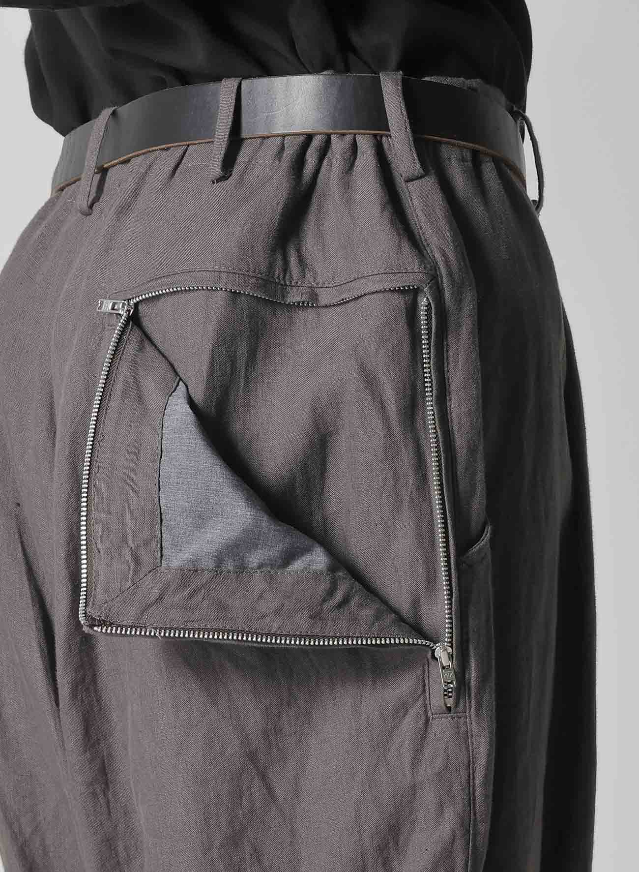 Y's for men x 120% LINO LINEN BACK SIDE ZIPPER PANTS