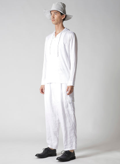 Y's for men x 120% LINO HENLEY HOODIE LONG SLEEVE T