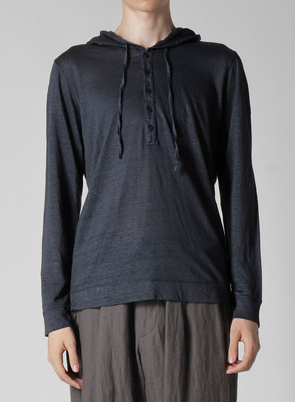 Y's for men x 120% LINO HENLEY HOODIE LONG SLEEVE T