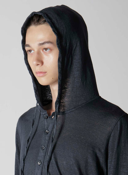 Y's for men x 120% LINO HENLEY HOODIE LONG SLEEVE T