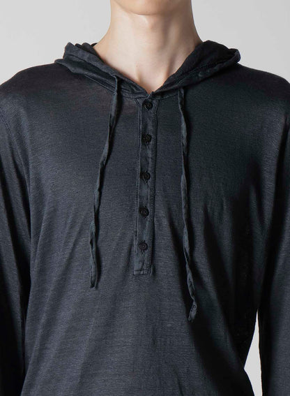 Y's for men x 120% LINO HENLEY HOODIE LONG SLEEVE T