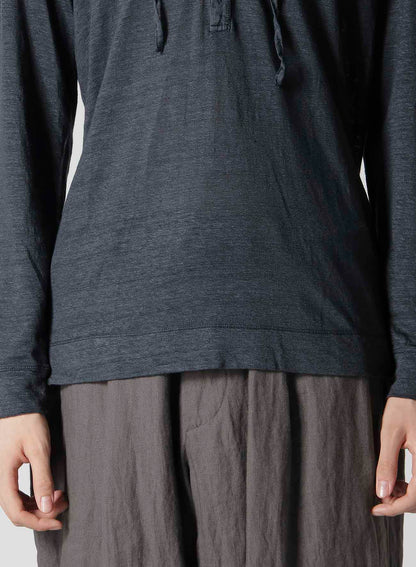 Y's for men x 120% LINO HENLEY HOODIE LONG SLEEVE T