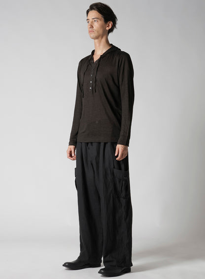 Y's for men x 120% LINO HENLEY HOODIE LONG SLEEVE T