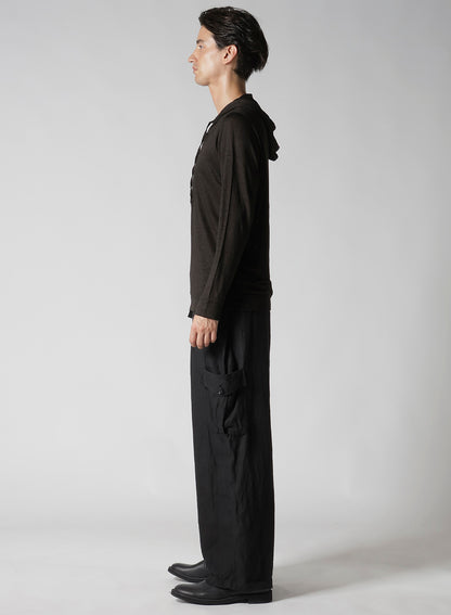 Y's for men x 120% LINO HENLEY HOODIE LONG SLEEVE T