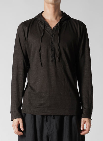 Y's for men x 120% LINO HENLEY HOODIE LONG SLEEVE T