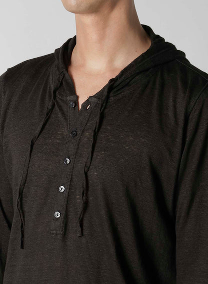 Y's for men x 120% LINO HENLEY HOODIE LONG SLEEVE T