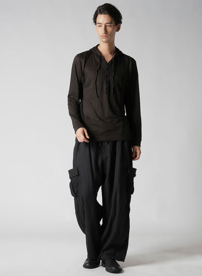 Y's for men x 120% LINO HENLEY HOODIE LONG SLEEVE T