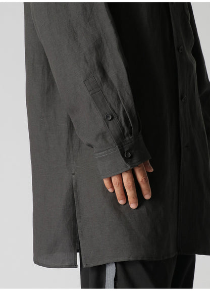 LYOCELL LINEN TWILL SHIRT WITH DESIGN COLLAR AND COLOR STITCH