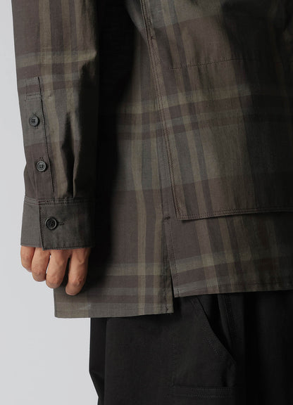 COTTON SILK SHIRT WITH PLAID POCKET