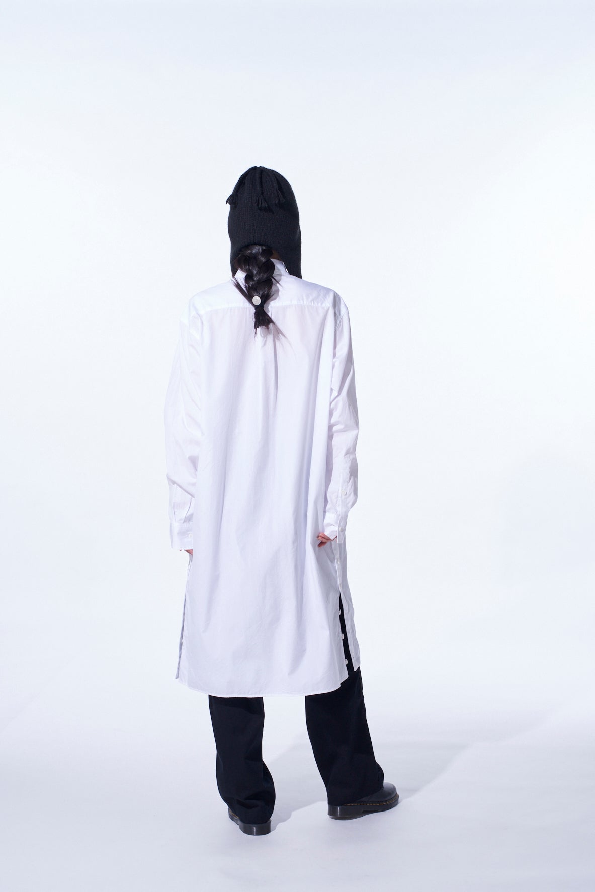 COTTON BROAD BUTTON SLITS LONG SHIRT
