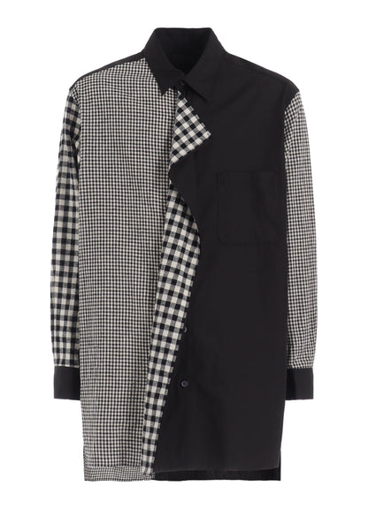GINGHAM CHECK COMBINATION DRAPED SHIRT
