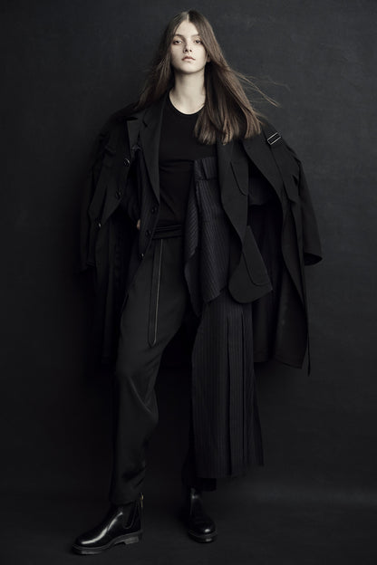 PE/GABARDINE BELTED BANDAGE COAT
