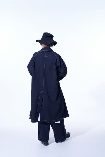 COTTON TWILL GARMENT DYED TIE-LOCKEN COAT