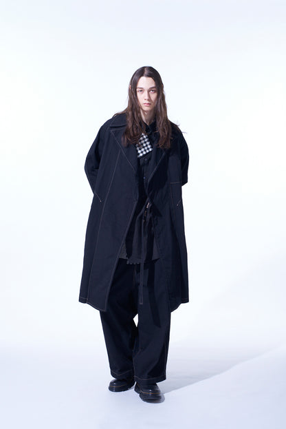 COTTON TWILL GARMENT DYED TIE-LOCKEN COAT