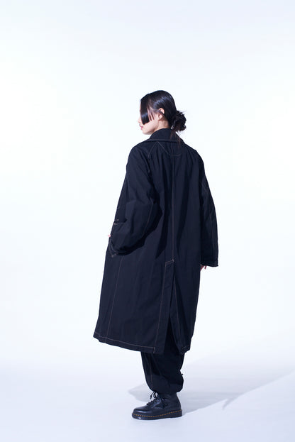 COTTON TWILL GARMENT DYED TIE-LOCKEN COAT