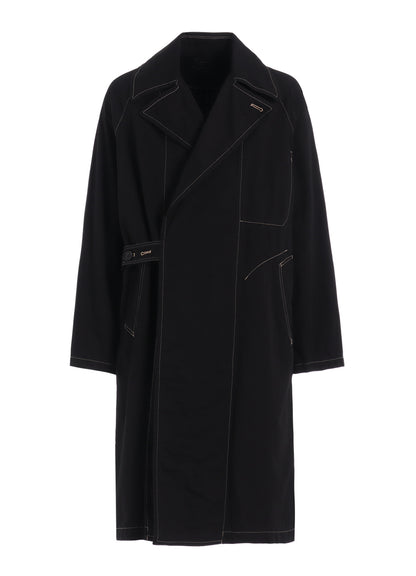 COTTON TWILL GARMENT DYED TIE-LOCKEN COAT