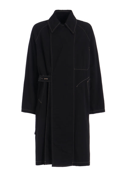 COTTON TWILL GARMENT DYED TIE-LOCKEN COAT