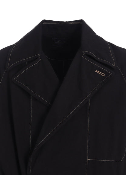 COTTON TWILL GARMENT DYED TIE-LOCKEN COAT