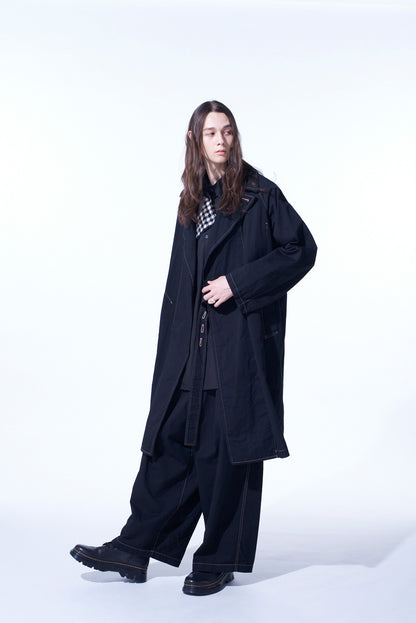 COTTON TWILL GARMENT DYED TIE-LOCKEN COAT