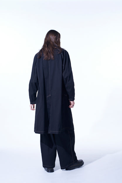 COTTON TWILL GARMENT DYED TIE-LOCKEN COAT