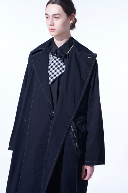 COTTON TWILL GARMENT DYED TIE-LOCKEN COAT