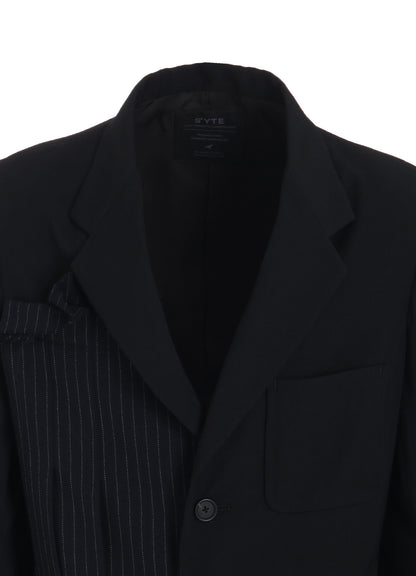 WASHER WOOL GABARDINE ASYMMETRICAL PLEATED JACKET