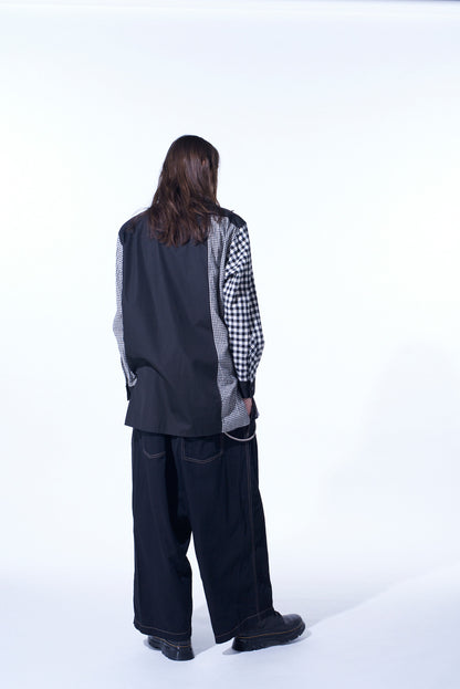 COTTON TWILL GARMENT DYED SUSPENDER PANTS