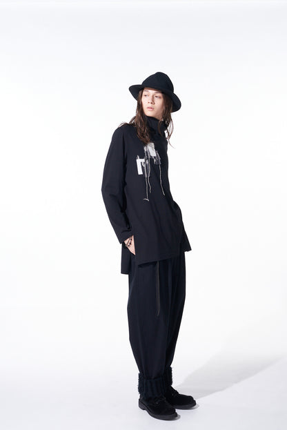 SOFT JERSEY "BORO"APPLIQUE HIGH NECK LONG-SLEEVED T-SHIRT