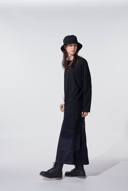 BICOLOR LONG-SLEEVED T-SHIRT WITH HEM SLITS
