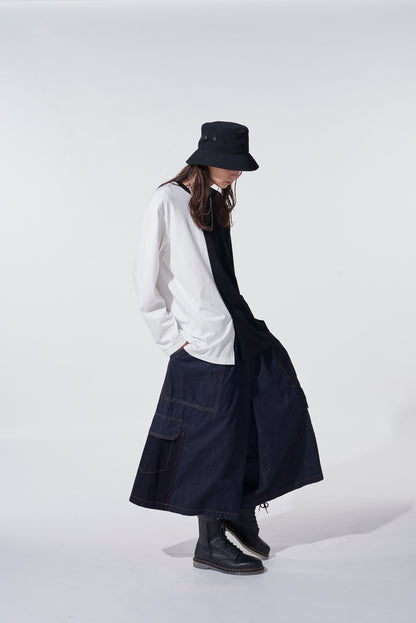BICOLOR LONG-SLEEVED T-SHIRT WITH HEM SLITS