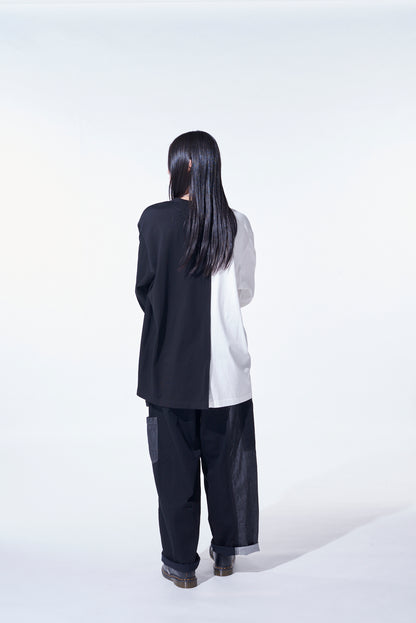 BICOLOR LONG-SLEEVED T-SHIRT WITH HEM SLITS