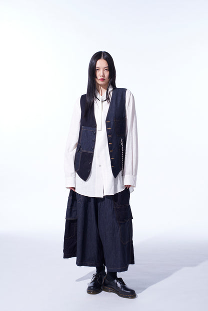 7OZ DENIM CRAZY PATCHWORK VEST