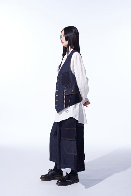 7OZ DENIM CRAZY PATCHWORK VEST