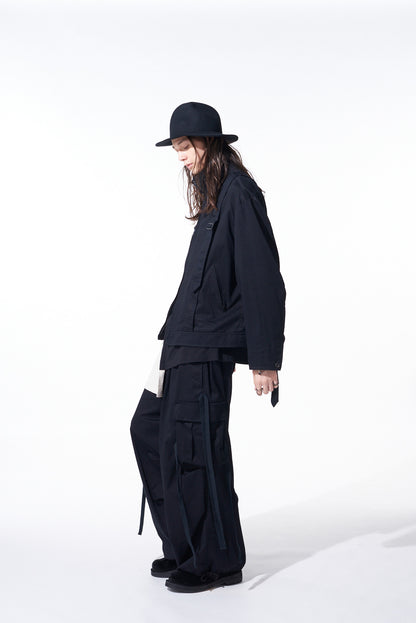 COTTON TWILL OVERSIZED BELTED "Y" BLOUSON