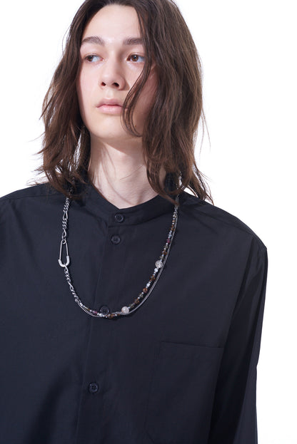 RUTILE QUARTZ + GLASS BEADS BRASS NECKLACE