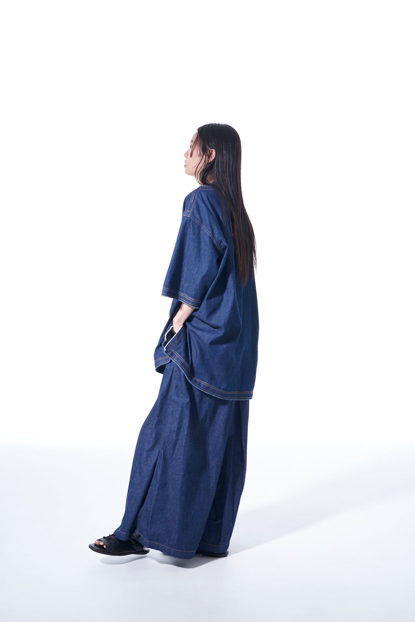 8OZ DENIM OPEN-SHOULDER SHIRT