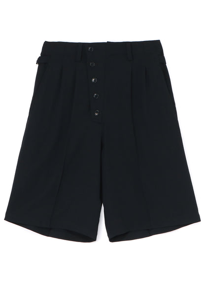 POLYESTER WASHER TWILL BUTTON-UP SHORTS