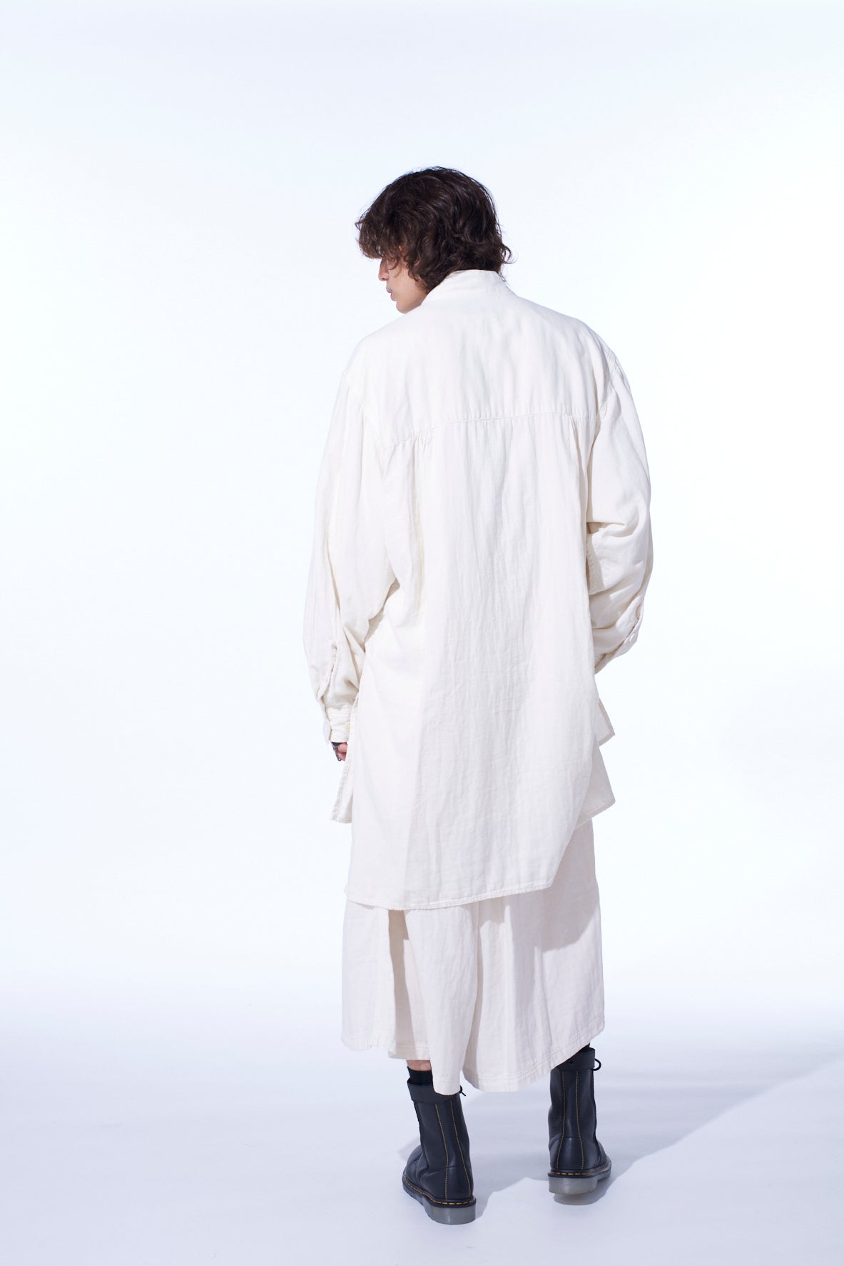 Double Gauze Band Collar Stole Shirt