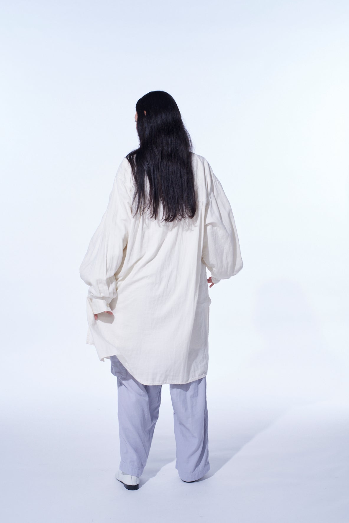 Double Gauze Band Collar Stole Shirt