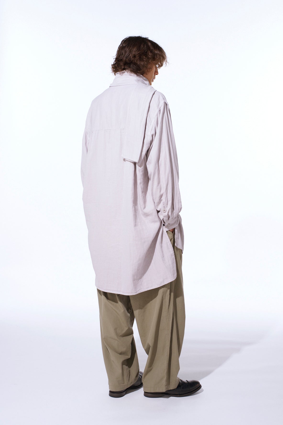 Double Gauze Band Collar Stole Shirt