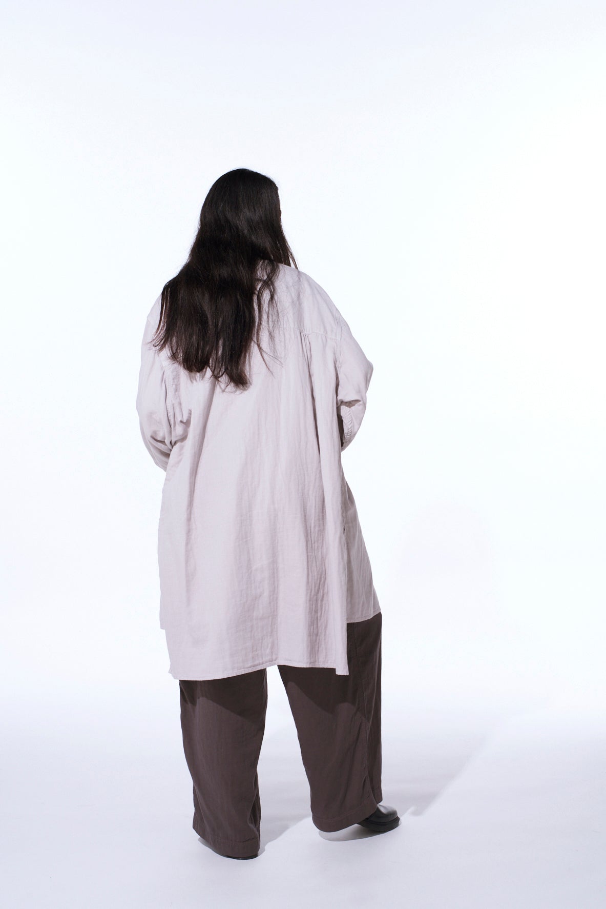 Double Gauze Band Collar Stole Shirt