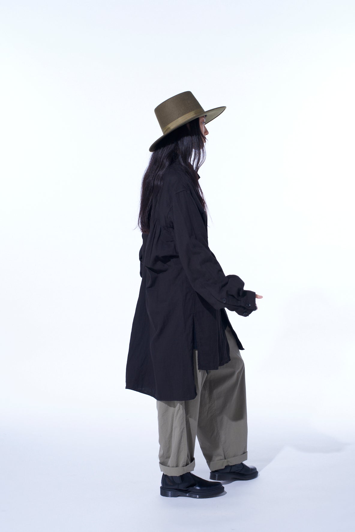 Double Gauze Band Collar Stole Shirt
