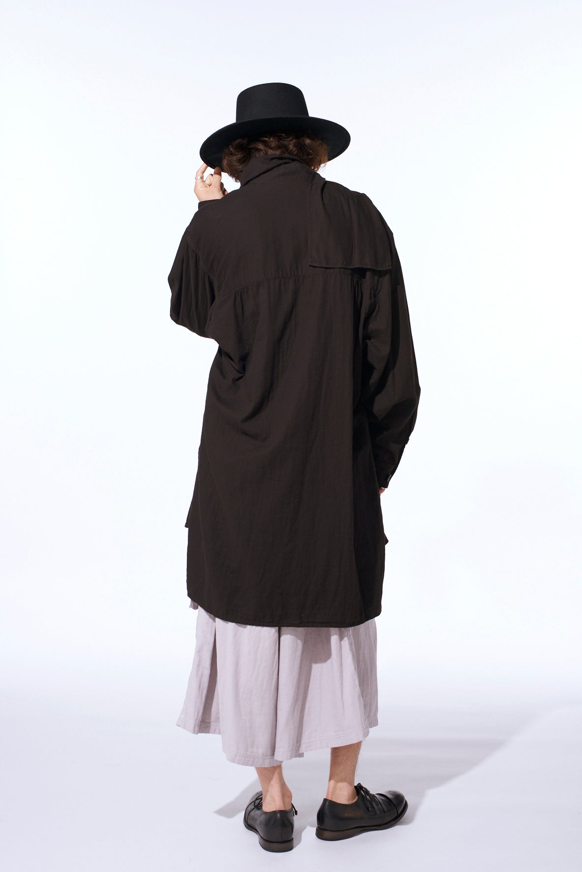 Double Gauze Band Collar Stole Shirt