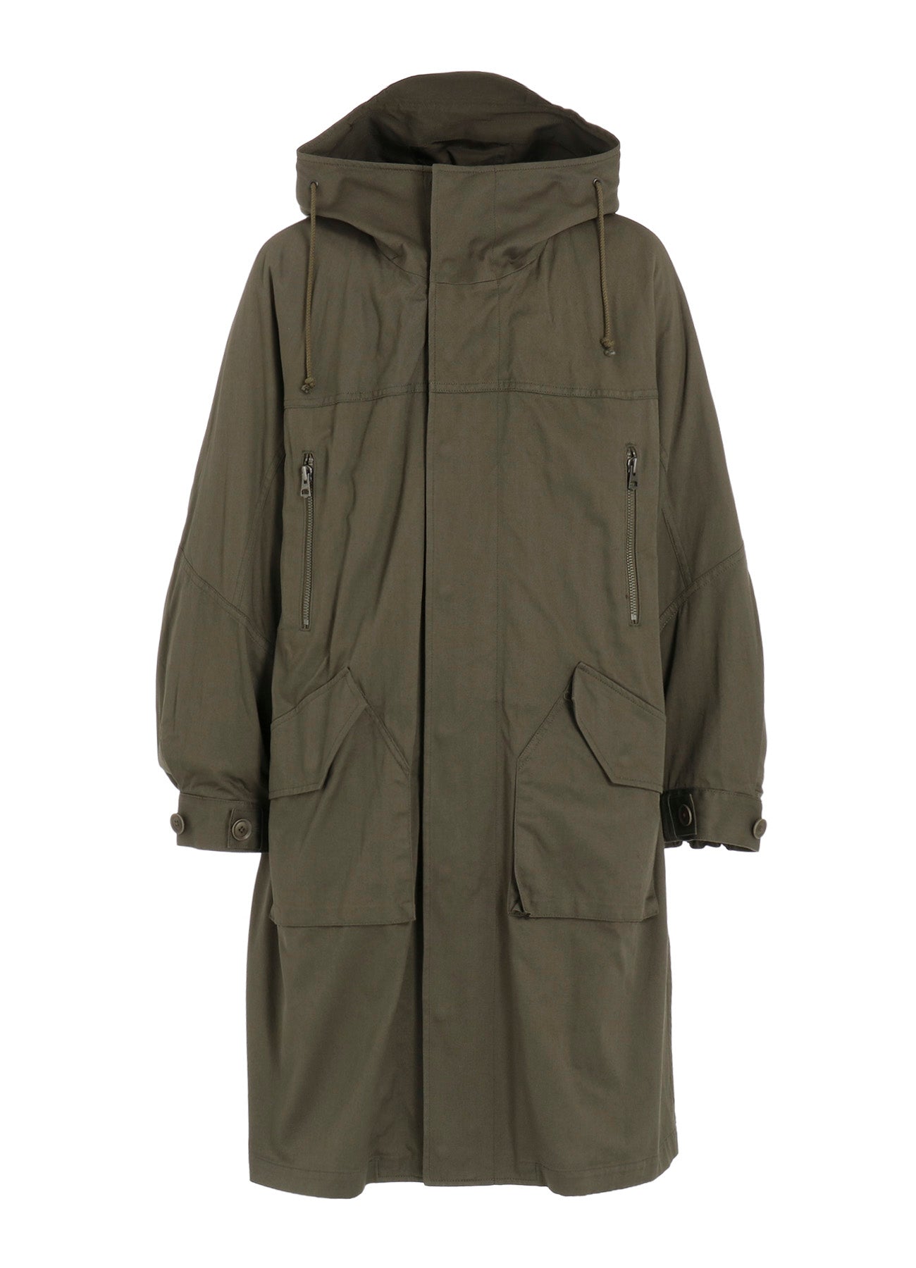 COTTON TWILL HOODED COAT WITH PADDED LINER