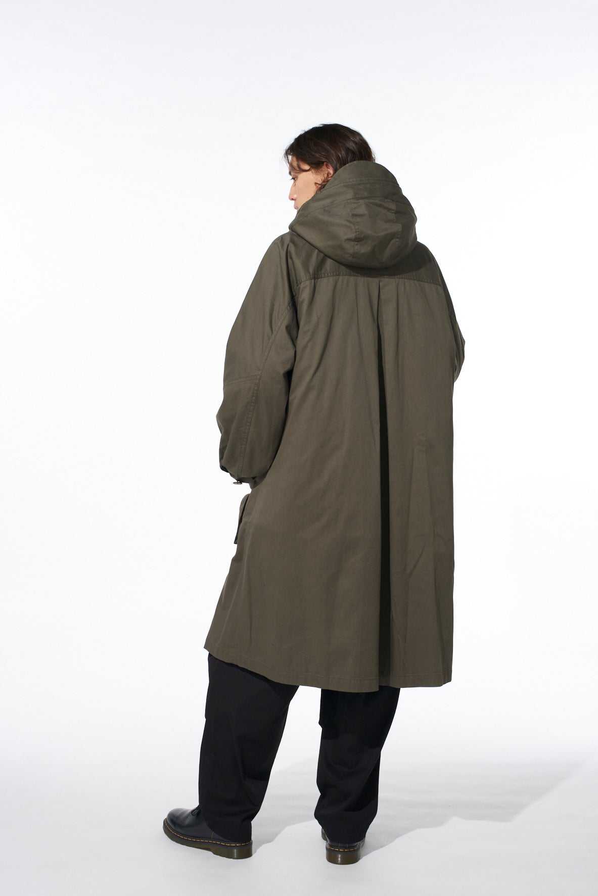 COTTON TWILL HOODED COAT WITH PADDED LINER