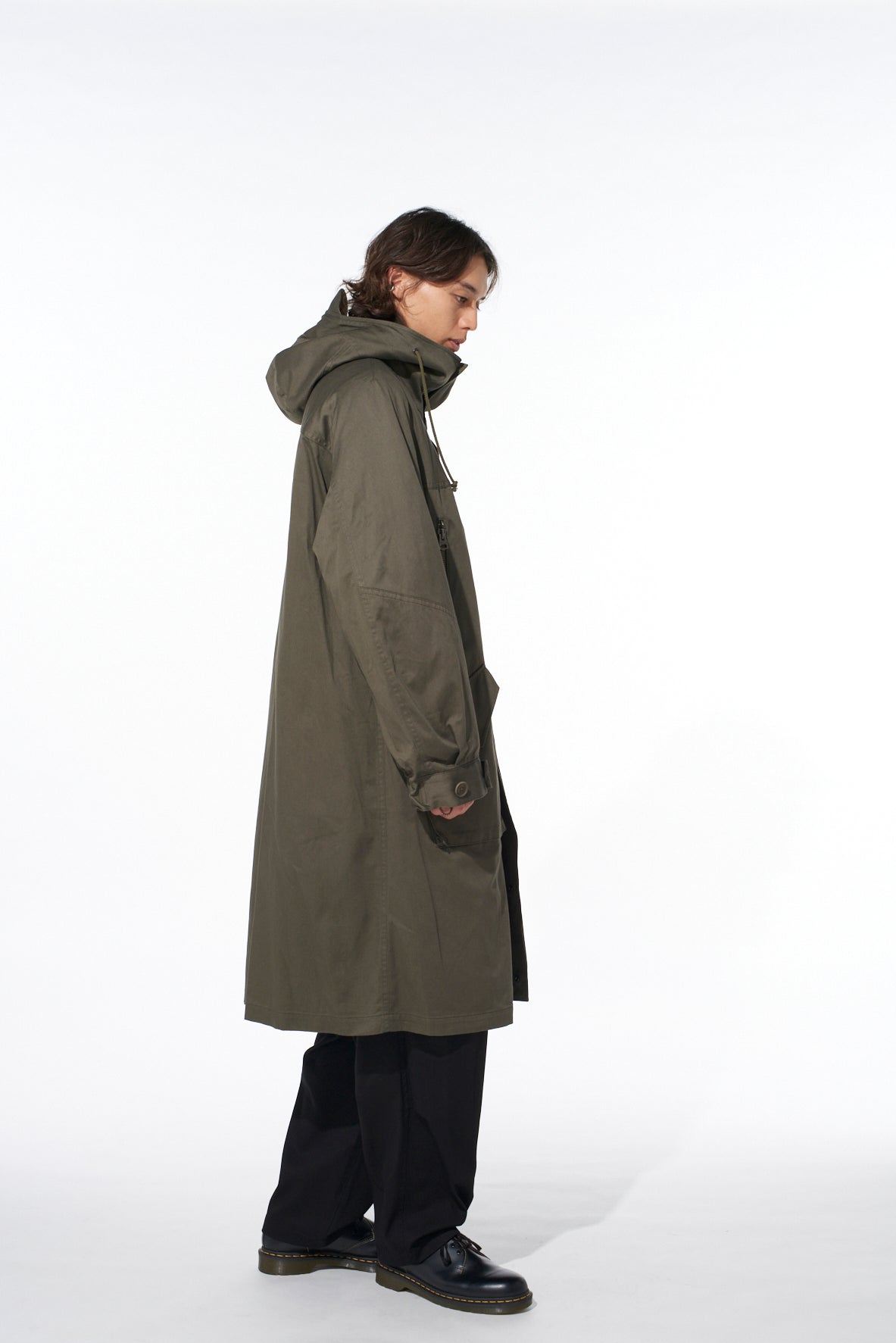 COTTON TWILL HOODED COAT WITH PADDED LINER